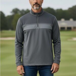 PGA TOUR Striped Ombre Printed Men's‎ Golf Quarter Zip gray size small